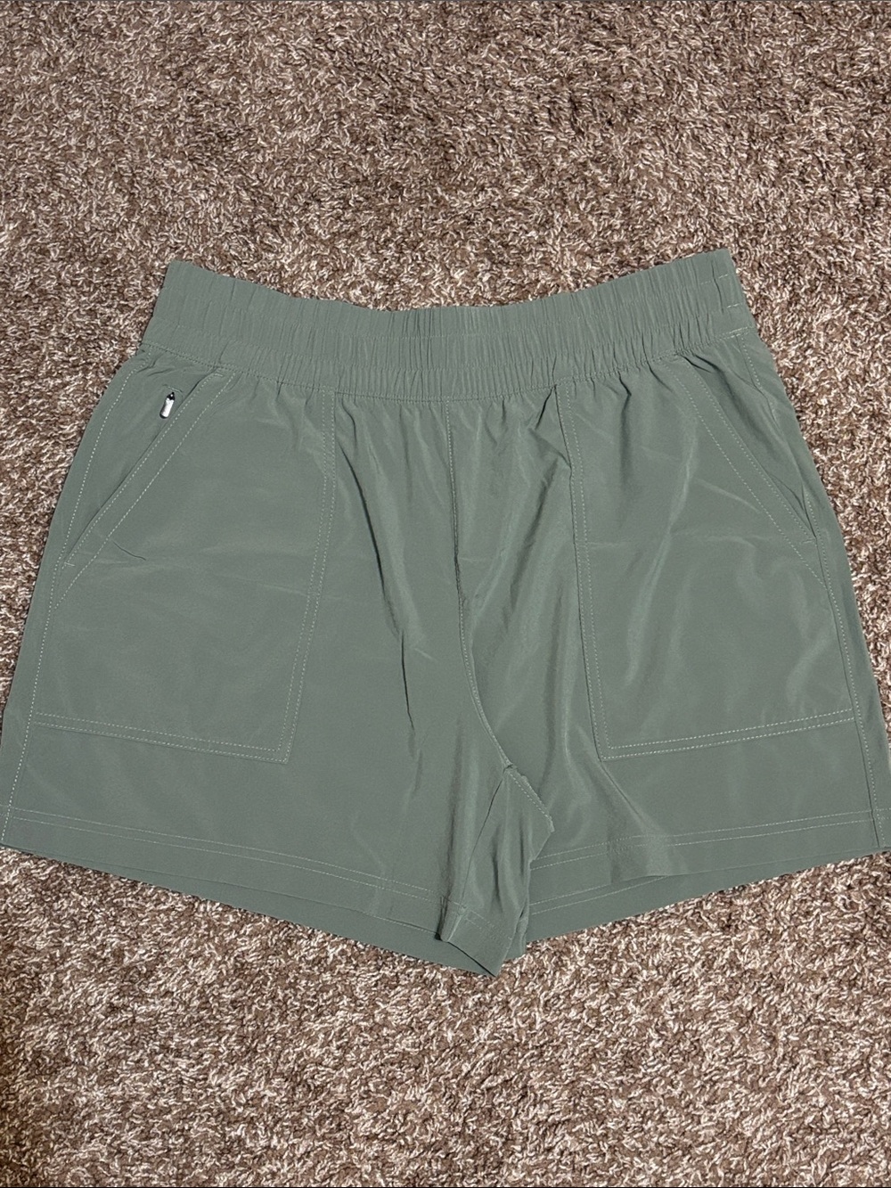 Athleta Olive Green Performance Zip Shorts
